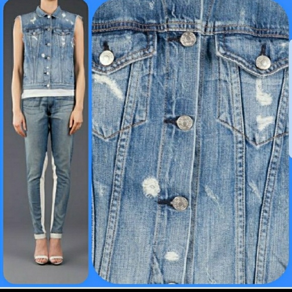 rag & bone Jackets & Blazers - Rag & Bone Tattered Denim Jean Vest
